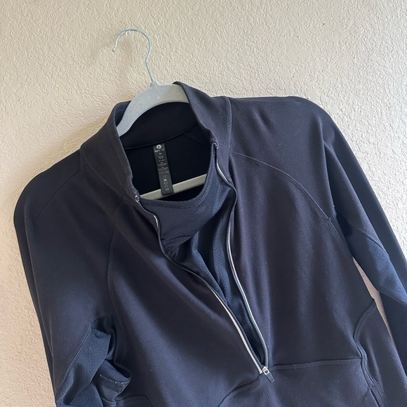 Black Half Zip Athletic Jacket Black Sz M Stretch Pullover Activewear Yoga - Picture 4 of 7
